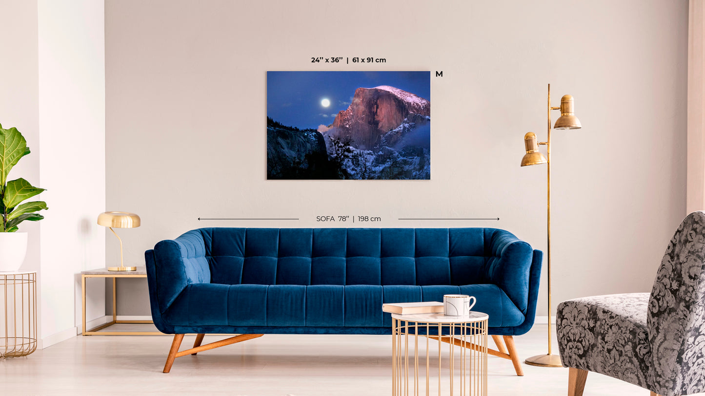 Half Dome Full Moon - Canvas Prints