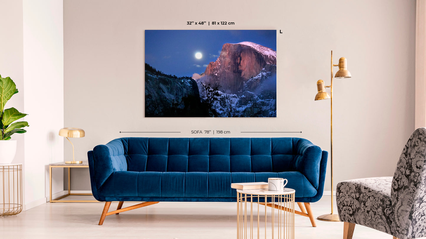 Half Dome Full Moon - Canvas Prints