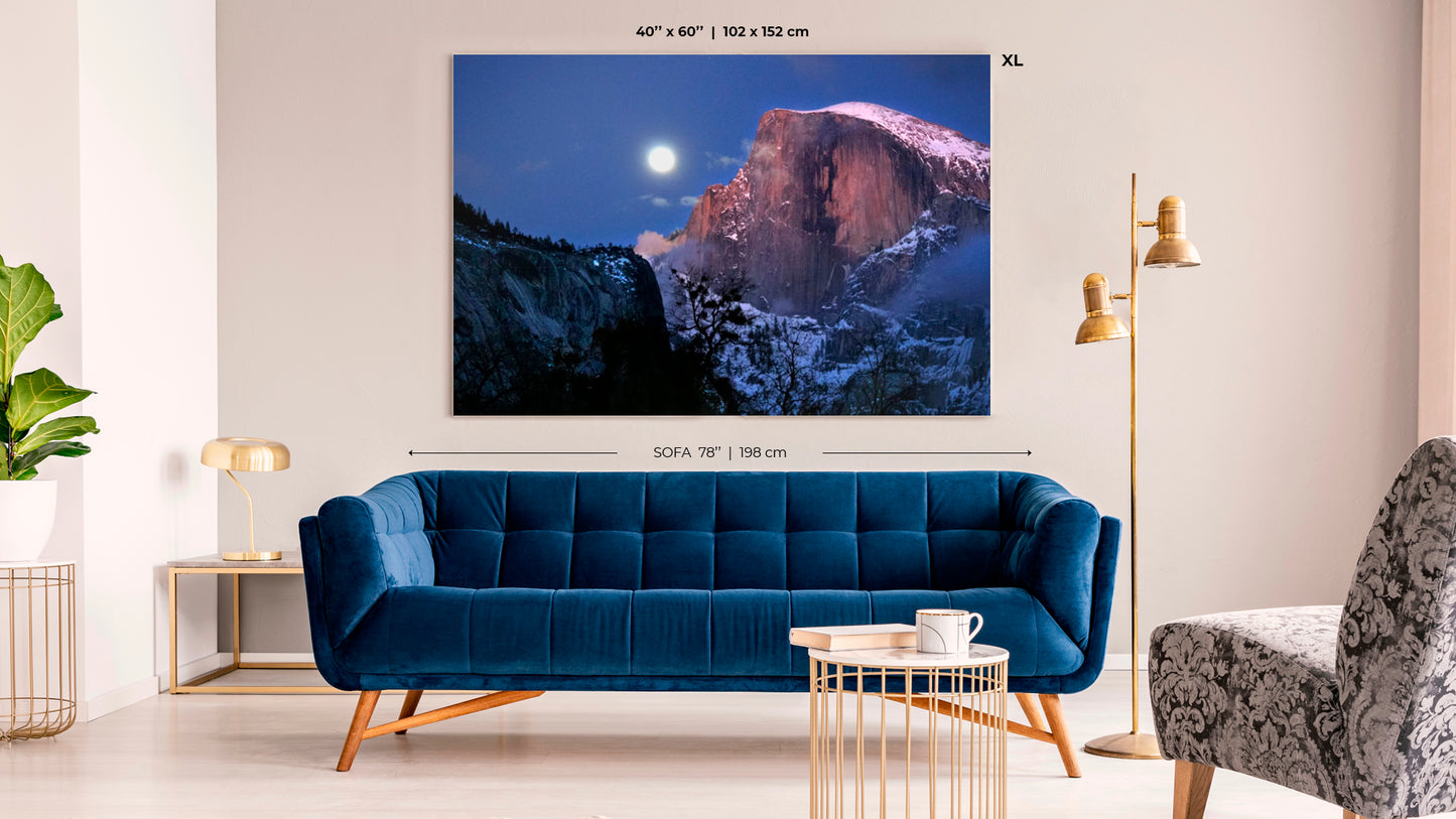 Half Dome Full Moon - Canvas Prints