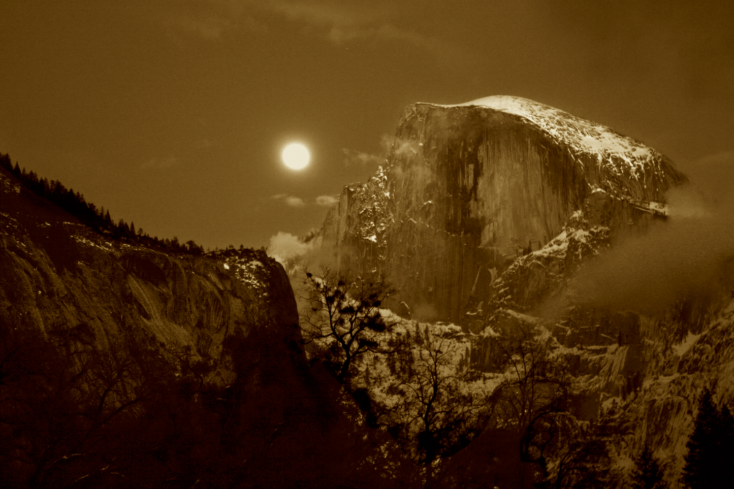 Half Dome Full Moon - Canvas Prints
