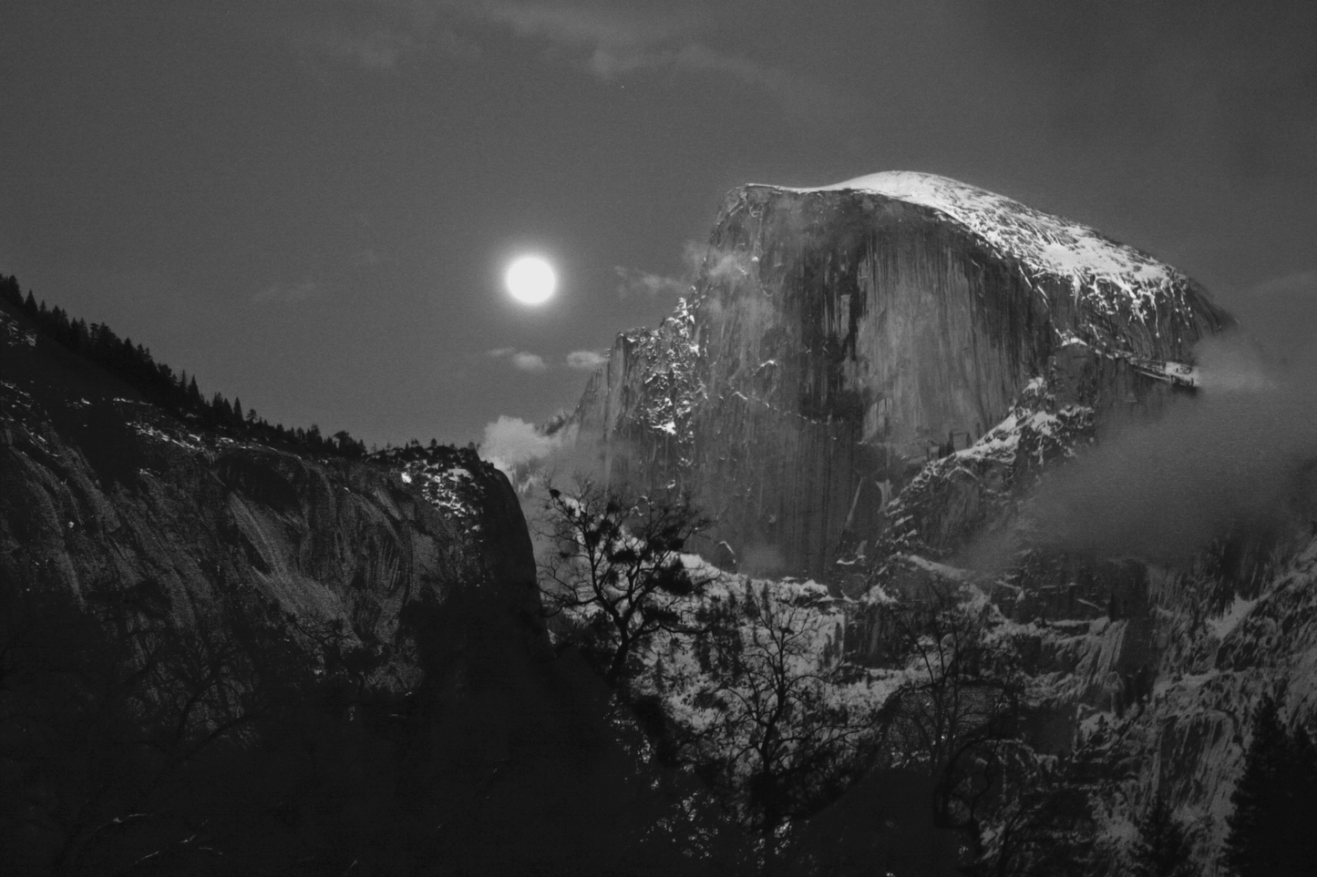 Half Dome Full Moon - Canvas Prints